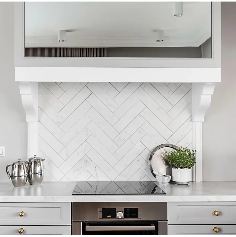 Aelle Carrelage Carrelage Mural Effet Marbre|Carrelage Mural Pour Cuisine<Carrelage mur effet marbre blanc brillant 7,5x30 cm CARRARA