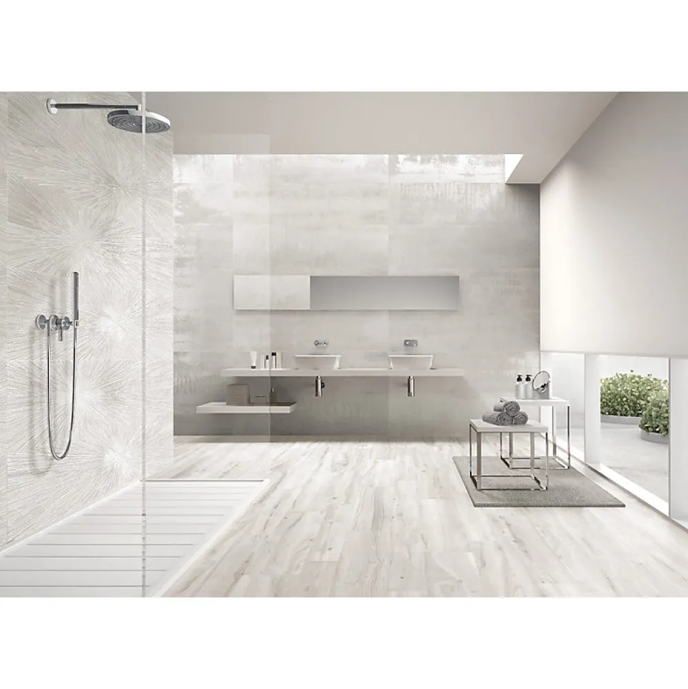 Aelle Carrelage Carrelage mur effet métal décoratif pailleté blanc 30x120 cm IONIC IMPACT WHITE- Faïence Effet Métal|Faïence Pour Cuisine