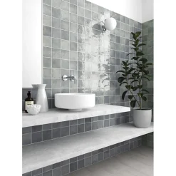 Aelle Carrelage Carrelage Sol Effet Pierre<Carrelage mur effet pierre gris bleu 10x10 cm brillant - VERTICALE MOODY BLUE