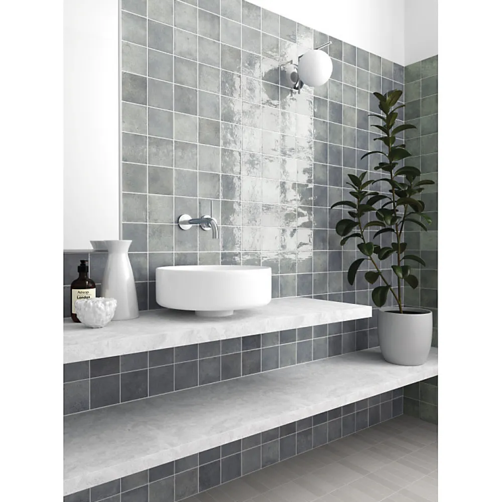 Aelle Carrelage Carrelage Sol Effet Pierre<Carrelage mur effet pierre gris bleu 10x10 cm brillant - VERTICALE MOODY BLUE