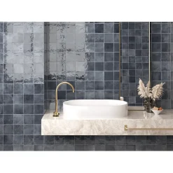 Aelle Carrelage Carrelage Sol Effet Pierre<Carrelage mur effet pierre bleu 10x10 cm brillant - VERTICALE DEEP ROYAL