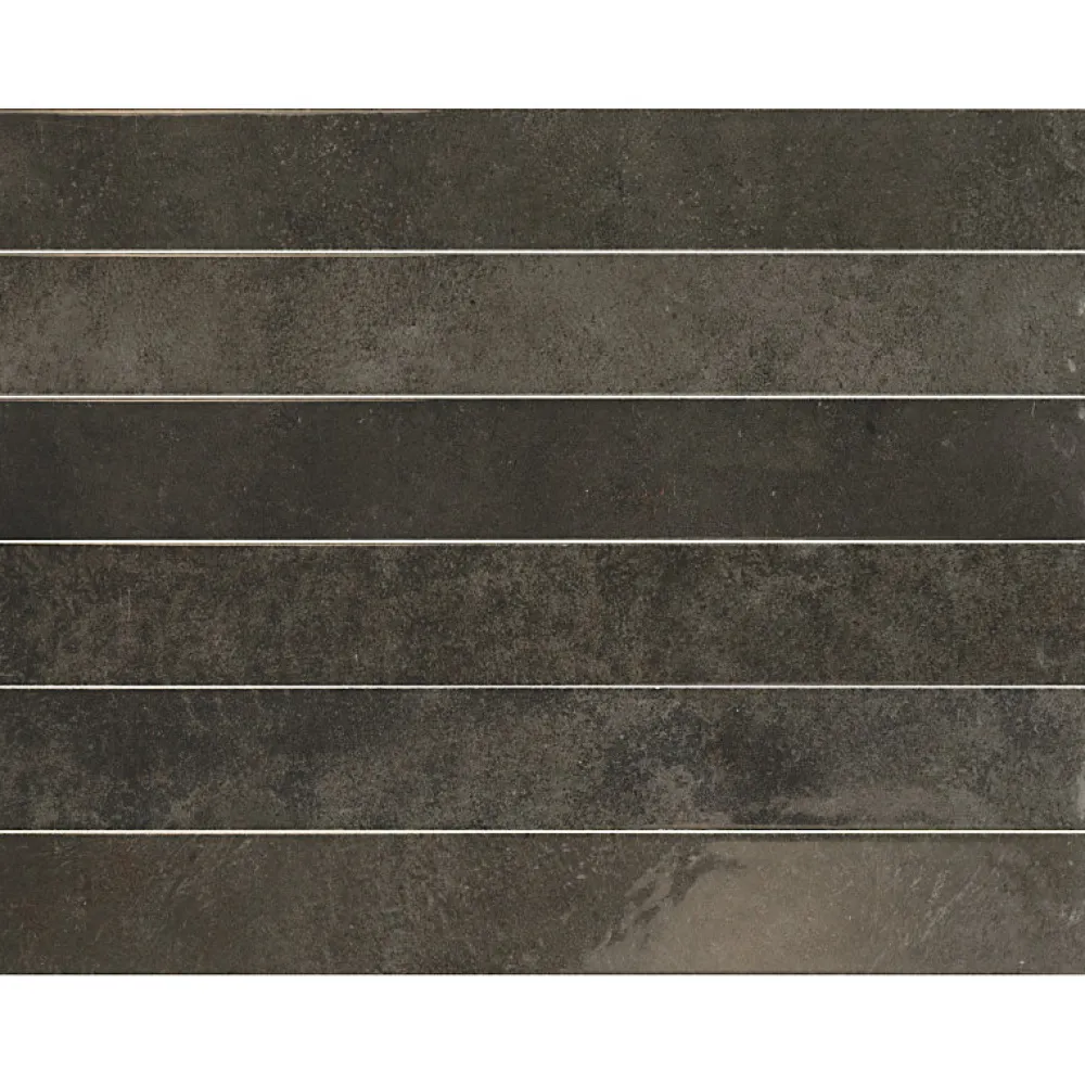Aelle Carrelage Carrelage mur effet pierre noir 5x40 cm brillant - VERTICALE SOOT- Carrelage Sol Effet Pierre
