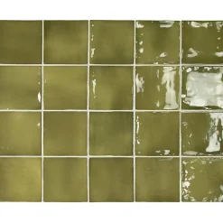 Aelle Carrelage Carrelage mur effet zellige vert 10x10 cm MANACOR BASIL GREEN- Carrelage Mural Uni