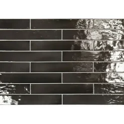 Aelle Carrelage Carrelage mur effet zellige noir 6,5x40 cm MANACOR BLACK- Carrelage Mural Uni