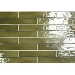 Aelle Carrelage Carrelage Mural Uni|Carrelage Mural Pour Cuisine<Carrelage mur effet zellige vert 6,5x40 cm MANACOR BASIL GREEN