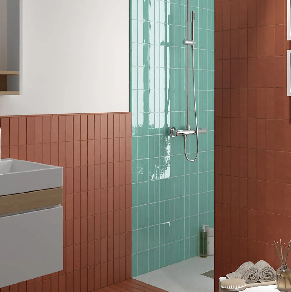 Aelle Carrelage Carrelage Sol Pour Salle De Bains<Carrelage mur effet zellige bejmat marocain 5X15 cm turquoise brillant FANGO AQUAMARINE
