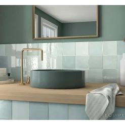 Aelle Carrelage Carrelage mur effet zellige bejmat bleu 13,2x13,2 cm ARTISAN AQUA- Carrelage Mural Uni|Carrelage Mural Pour Cuisine