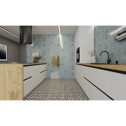 Aelle Carrelage Carrelage mur effet zellige bejmat bleu 13,2x13,2 cm ARTISAN AQUA- Carrelage Mural Uni|Carrelage Mural Pour Cuisine