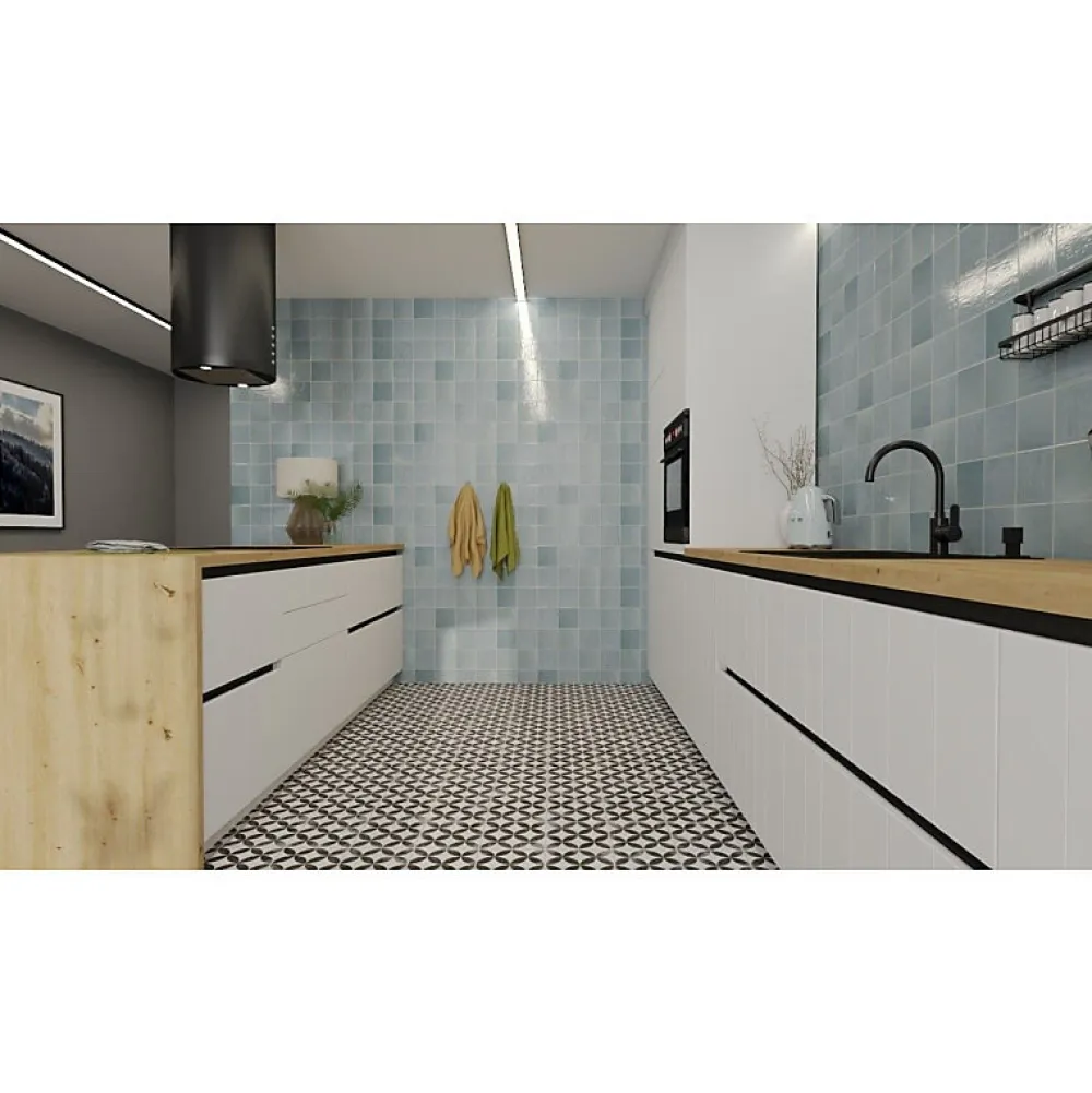 Aelle Carrelage Carrelage mur effet zellige bejmat bleu 13,2x13,2 cm ARTISAN AQUA- Carrelage Mural Uni|Carrelage Mural Pour Cuisine
