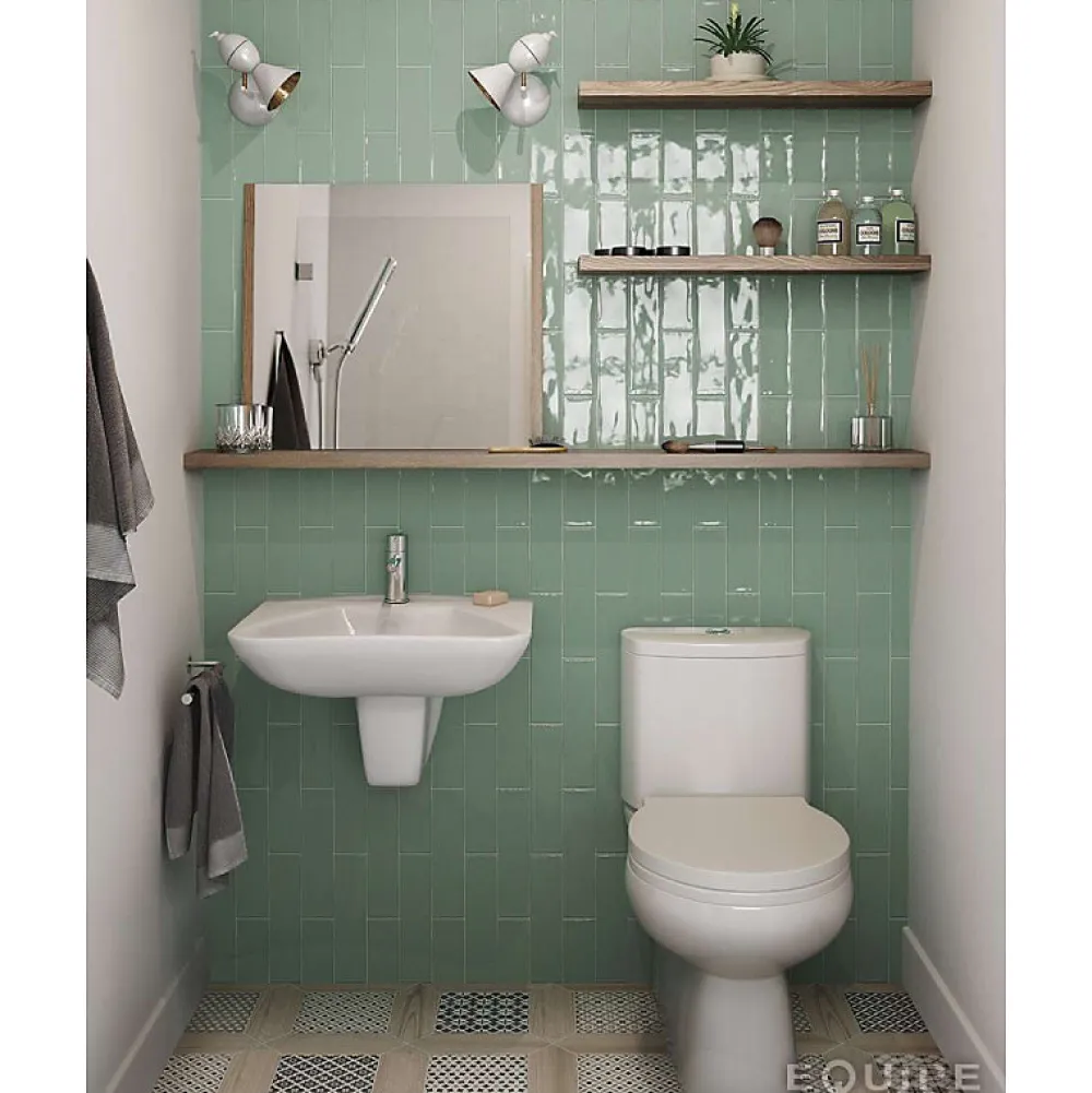 Aelle Carrelage Carrelage mur effet zellige bleu turquoise 7,5x30 cm MASIA JADE- Carrelage Mural Uni|Carrelage Mural Pour Pièce À Vivre
