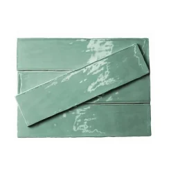 Aelle Carrelage Carrelage mur effet zellige bleu turquoise 7,5x30 cm MASIA JADE- Carrelage Mural Uni|Carrelage Mural Pour Pièce À Vivre