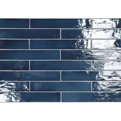 Aelle Carrelage Carrelage Mural Uni|Carrelage Mural Pour Wc<Carrelage mur effet zellige bleu 6,5x40 cm MANACOR OCEAN BLUE