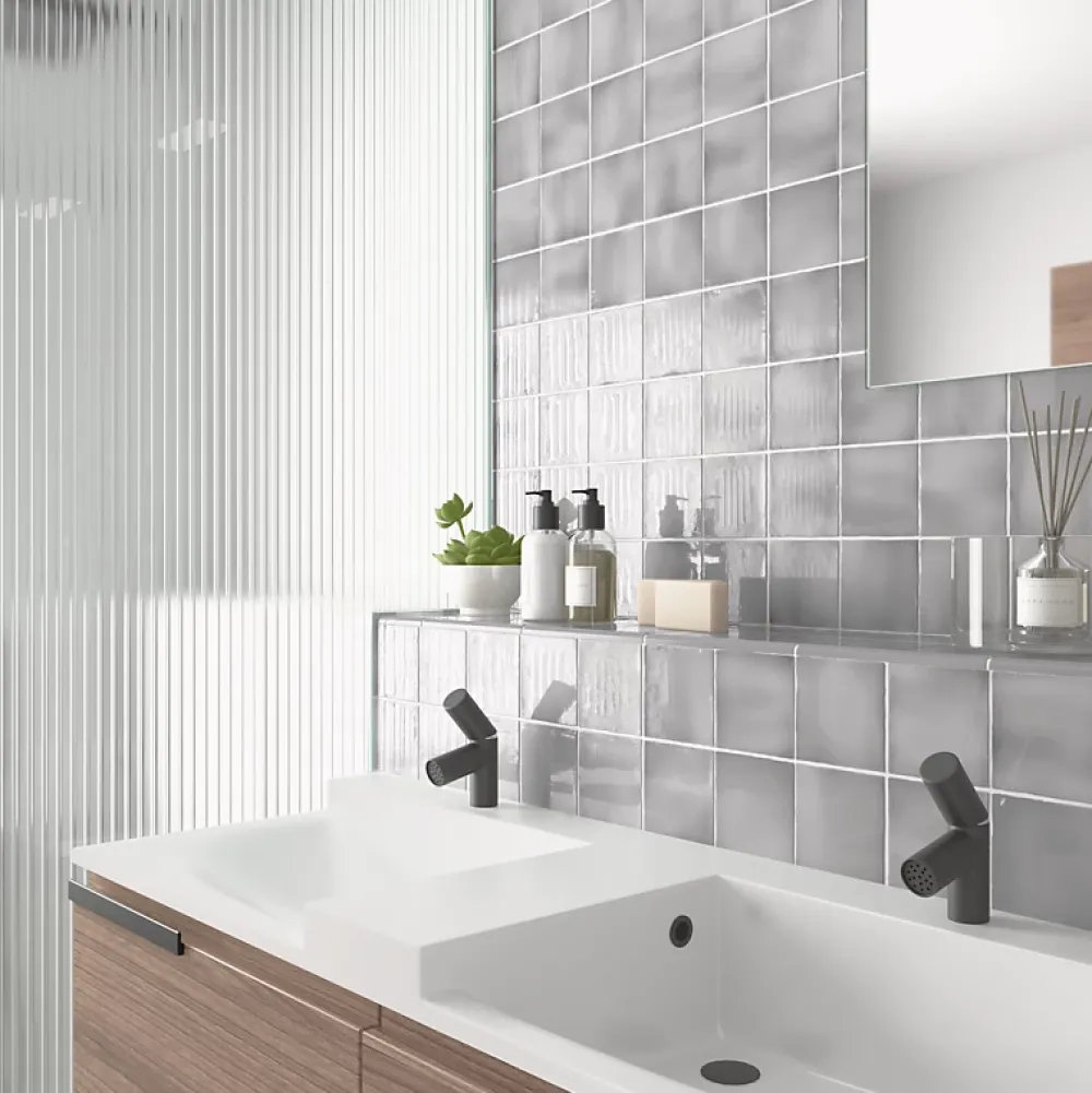 Aelle Carrelage Carrelage Mural Uni|Carrelage Mural Pour Wc<Carrelage mur effet zellige gris 10x10 cm MANACOR MERCURY GREY
