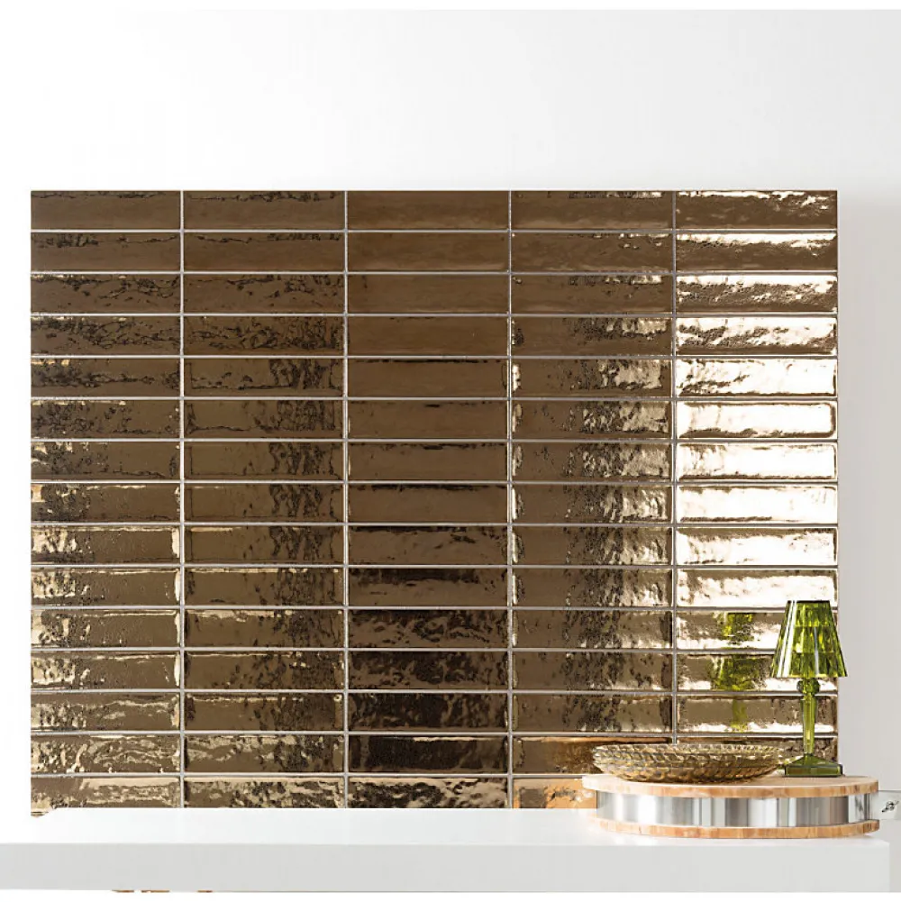 Aelle Carrelage Carrelage mur effet zellige doré 6,5x26,6 cm CROMIA26 ORO- Carrelage Mural Uni|Carrelage Mural Pour Wc