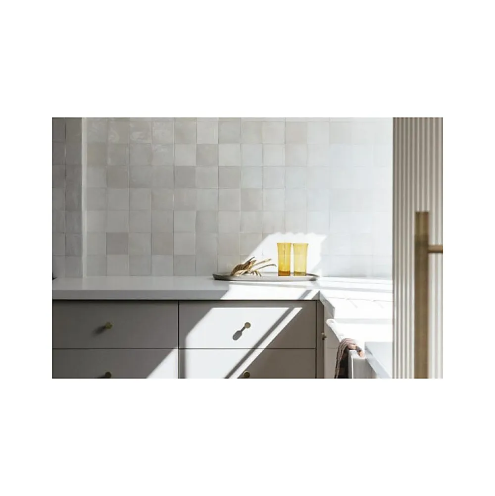 Aelle Carrelage Carrelage mur effet zellige bejmat blanc 13,2x13,2 cm ARTISAN WHITE- Carrelage Mural Uni|Carrelage Mural Pour Cuisine