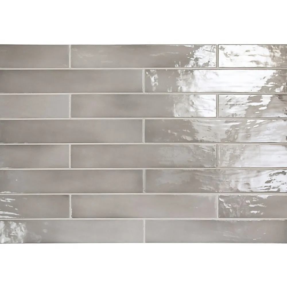 Aelle Carrelage Carrelage Mural Uni<Carrelage mur effet zellige gris 6,5x40 cm MANACOR MERCURY GREY
