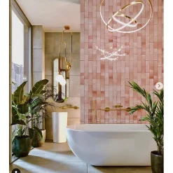 Aelle Carrelage Carrelage mur effet zellige bejmat rose 6,5x20 cm ARTISAN ROSE MALLOW- Carrelage Mural Uni