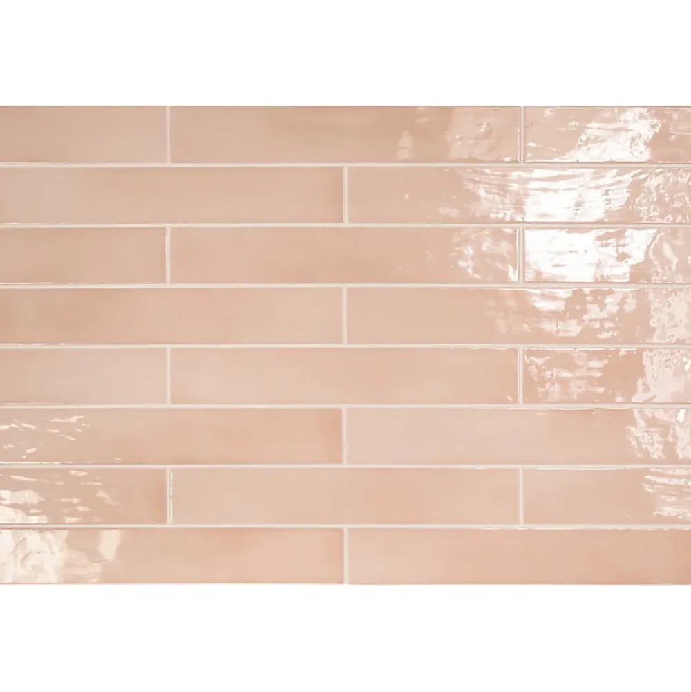 Aelle Carrelage Carrelage Mural Uni|Carrelage Mural Pour Cuisine<Carrelage mur effet zellige rose 6,5x40 cm MANACOR BLUSH PINK
