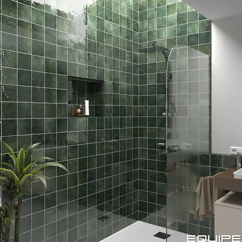 Aelle Carrelage Carrelage mur effet zellige bejmat vert 13,2x13,2 cm ARTISAN MOSS GREEN- Carrelage Mural Uni