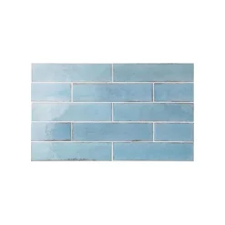 Aelle Carrelage Carrelage Sol Uni|Carrelage Sol Pour Wc<Carrelage mur effet zellige bleu brillant 6x24,6 cm TRIBECA WATERCOLOUR