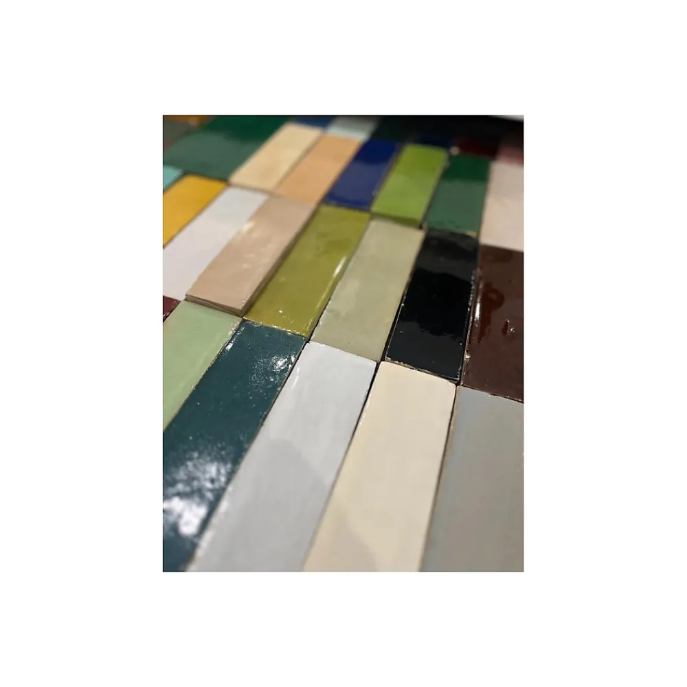 Gioia Materia Carrelage mur et sol BEJMAT GIOIA artisanal manuel marocain RECTANGLE 15x5cm Tabac - 20 - - boîte de 0.81 m2- Faïence Pour Wc