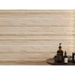 Aelle Carrelage Carrelage mur faience effet bois à relief 40x120 cm WEWOOD CONCEPT CREMA- Faïence Pour Salle De Bains|Faïence Pour Pièce À Vivre