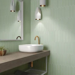 Aelle Carrelage Faïence Pour Wc|Faïence Pour Pièce À Vivre<Carrelage mur faience forme navette 5x25 cm mate LANSE MINT