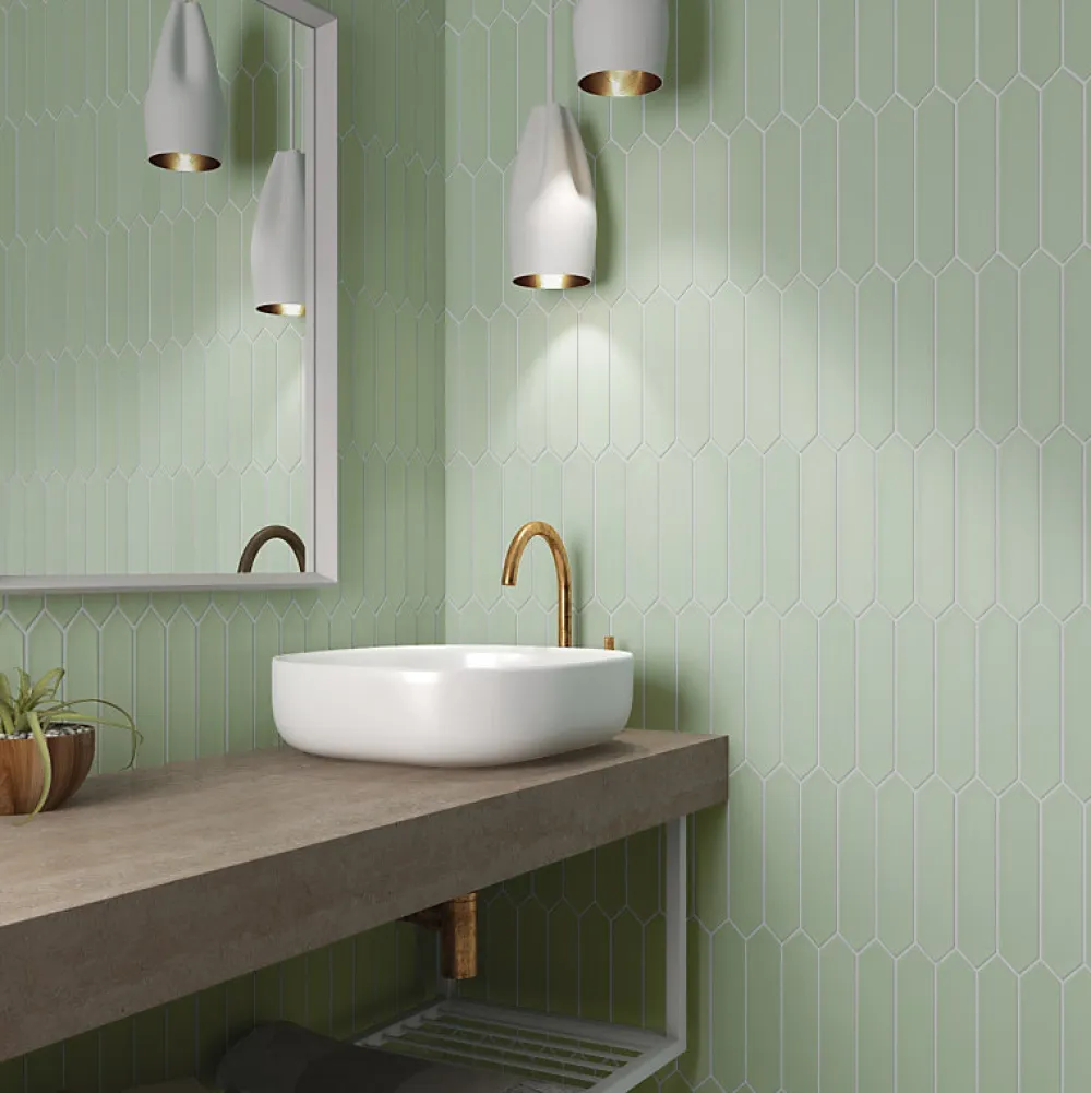 Aelle Carrelage Faïence Pour Wc|Faïence Pour Pièce À Vivre<Carrelage mur faience forme navette 5x25 cm mate LANSE MINT