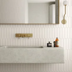 Aelle Carrelage Faïence Unie|Faïence Pour Wc<Carrelage mur faience forme navette 5x25 cm mate LANSE WHITE