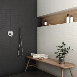Aelle Carrelage Faïence Unie|Faïence Pour Wc<Carrelage mur faience forme navette 5x25 cm mate LANSE WHITE