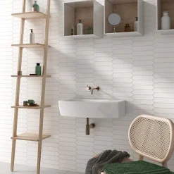 Aelle Carrelage Faïence Unie|Faïence Pour Wc<Carrelage mur faience forme navette 5x25 cm mate LANSE WHITE