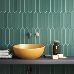 Aelle Carrelage Carrelage mur faience forme navette 5x25 cm mate LANSE VIRIDIAN- Faïence Pour Salle De Bains|Faïence Unie
