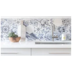 Aelle Carrelage Carrelage mur hexagonal patchwork motif bleu et blanc brillant 17,6x20,1 cm HEXATILE PATCHWORK LISBOA- Carrelage Sol Uni|Carrelage Sol Pour Wc