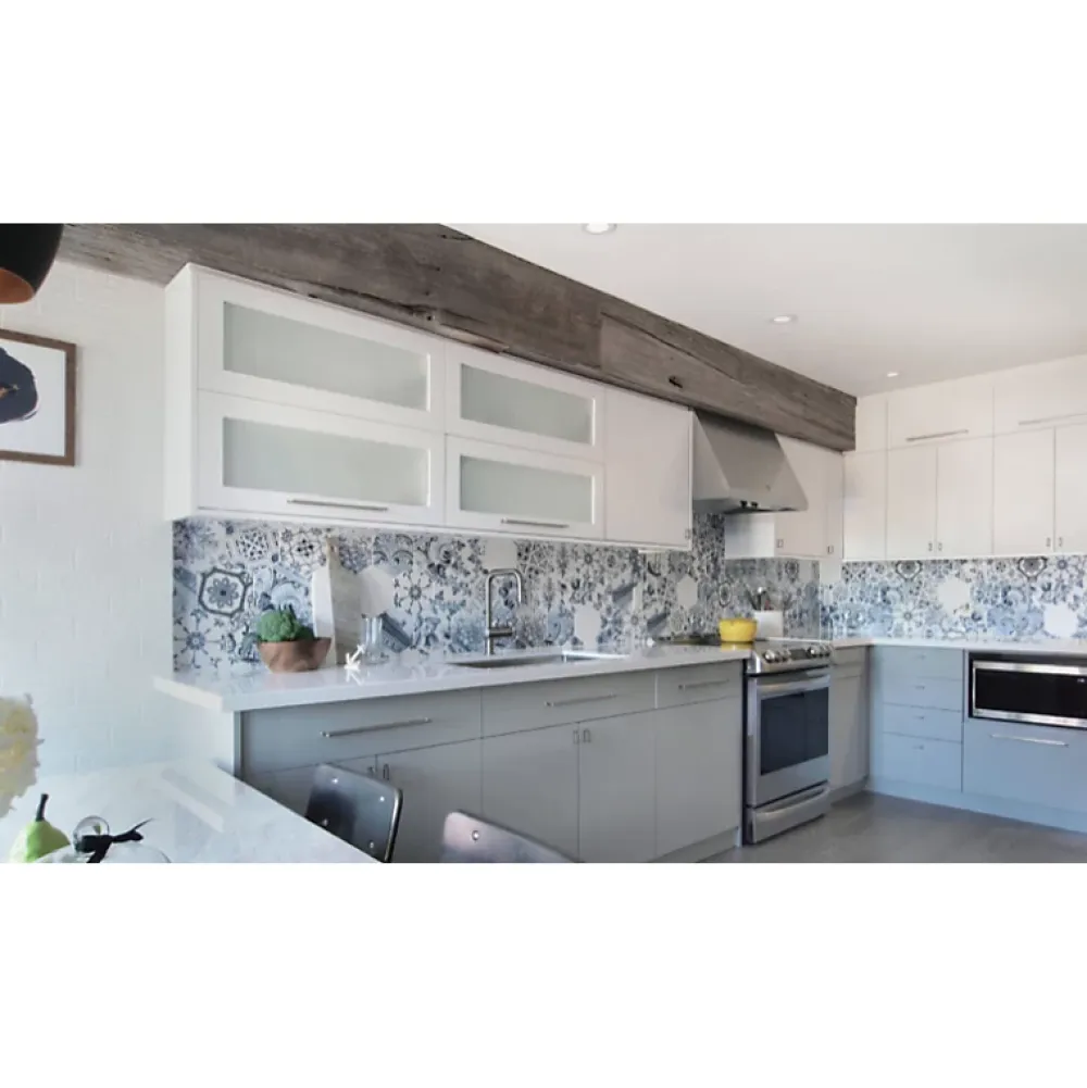 Aelle Carrelage Carrelage mur hexagonal patchwork motif bleu et blanc brillant 17,6x20,1 cm HEXATILE PATCHWORK LISBOA- Carrelage Sol Uni|Carrelage Sol Pour Wc