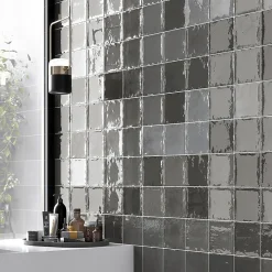 Lux Mosaic Carrelage mur intérieur/exterieur. Grès cérame Zellige Coal Anthracite 12x12 cm x ép 8,3 mm- Faïence Pour Salle De Bains