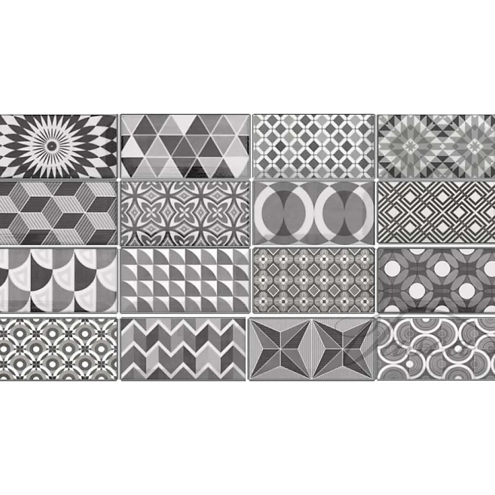 Aelle Carrelage Carrelage mur métro patchwork gris 7,5x15 cm METRO PATCHWORK B&W- Carrelage Mural Effet Carreaux De Ciment