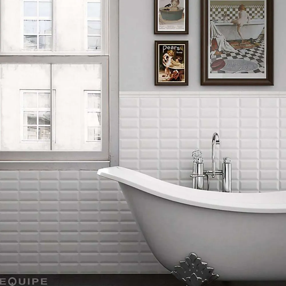 Eiffel art construction Carrelage Mural Uni<Carrelage mur relief métro parisien uni blanc brillant 10x20 cm METRO WHITE