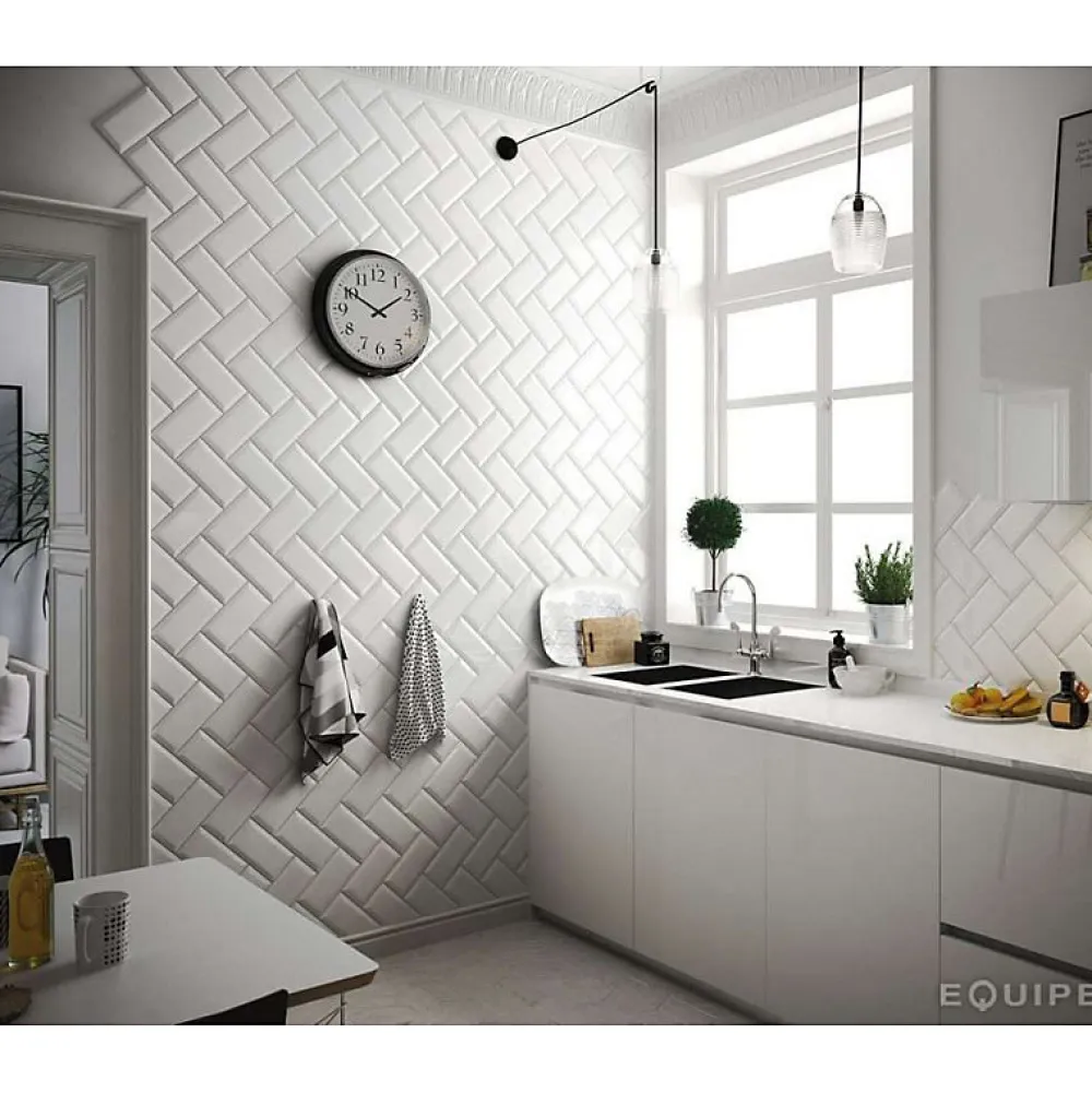 Eiffel art construction Carrelage Mural Uni<Carrelage mur relief métro parisien uni blanc brillant 10x20 cm METRO WHITE