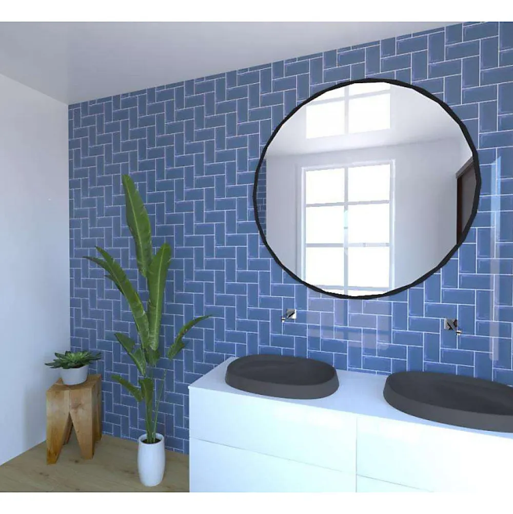 Eiffel art construction Carrelage mur relief métro parisien uni bleu brillant 7,5x15 cm METRO BLUE- Carrelage Mural Uni|Carrelage Mural Pour Cuisine