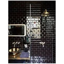 Eiffel art construction Carrelage mur relief métro parisien uni noir brillant 7,5x15 cm METRO BLACK- Carrelage Mural Uni|Carrelage Mural Pour Cuisine