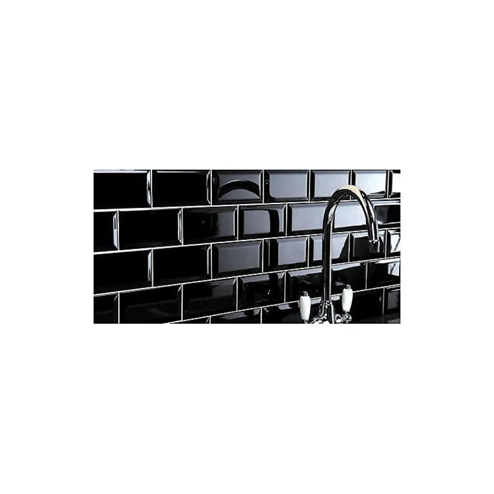Eiffel art construction Carrelage mur relief métro parisien uni noir brillant 7,5x15 cm METRO BLACK- Carrelage Mural Uni|Carrelage Mural Pour Cuisine