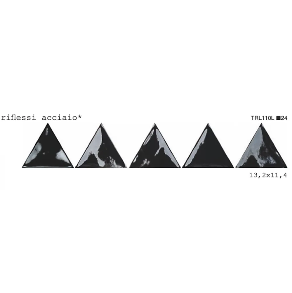 Aelle Carrelage Carrelage Mural Uni|Carrelage Mural Pour Wc<Carrelage mur trianguaire effet zellige noir métal 13,2x11,4 cm 3LATI RIFLESSI