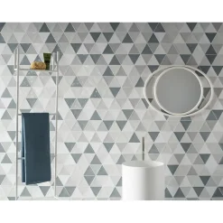 Aelle Carrelage Carrelage mur trianguaire effet zellige gris claire 13,2x11,4 cm 3LATI GRIGIO CHIARO- Carrelage Mural Uni