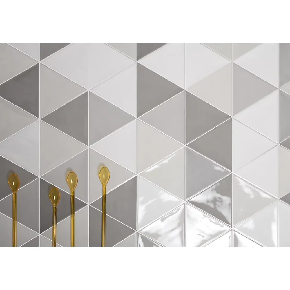 Aelle Carrelage Carrelage mur trianguaire effet zellige gris 13,2x11,4 cm 3LATI GRIGIO MEDIO- Carrelage Mural Pour Cuisine