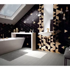 Aelle Carrelage Carrelage Mural Pour Cuisine|Carrelage Mural Pour Wc<Carrelage mur triangulaire uni noir brillant SCALE TRIANGOLO BLACK