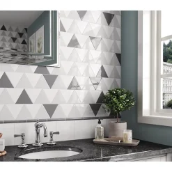 Aelle Carrelage Carrelage mur triangulaire uni blanc brillant 10,8x12,4 cm SCALE TRIANGOLO WHITE- Carrelage Mural Uni