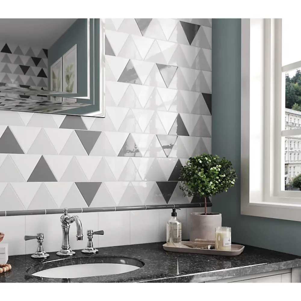 Aelle Carrelage Carrelage mur triangulaire uni blanc brillant 10,8x12,4 cm SCALE TRIANGOLO WHITE- Carrelage Mural Uni