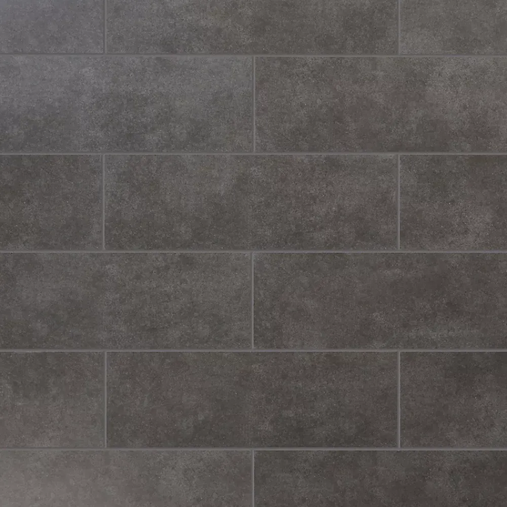 GoodHome Carrelage mural anthracite grès cérame émaillé L.60 x l.20 cm x ép.8,3 mm, Konkrete- Carrelage Mural Effet Béton|Carrelage Mural Pour Salle De Bains