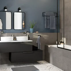 GoodHome Carrelage mural anthracite grès cérame émaillé L.60 x l.20 cm x ép.8,3 mm, Konkrete- Carrelage Mural Effet Béton|Carrelage Mural Pour Salle De Bains
