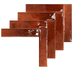 Allocarrelage Carrelage Mural Effet Zellige Rouge 6,5x29,8 Monpelli Wine Mix -- Carrelage Mural Pour Pièce À Vivre|Carrelage Mural Pour Salle De Bains